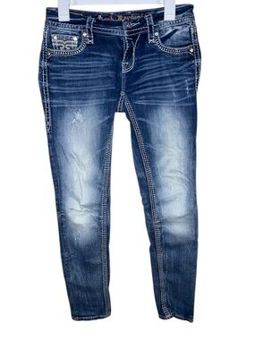 ROCK REVIVAL Women’s Embellished Distressed Denim Skinny Jeans